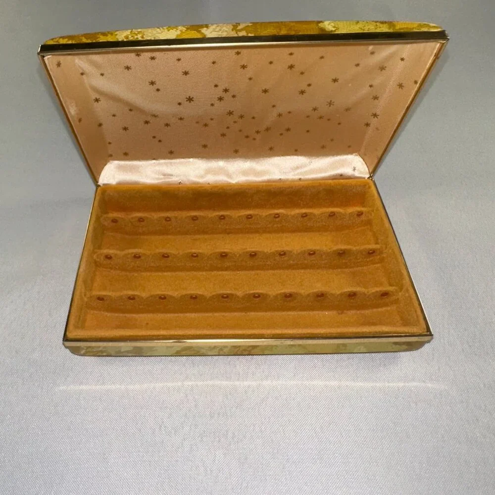 Mele Clamshell Hard Case Floral Vintage 1970's Travel Jewelry Box 7" x 4.75" - Picture 6 of 10